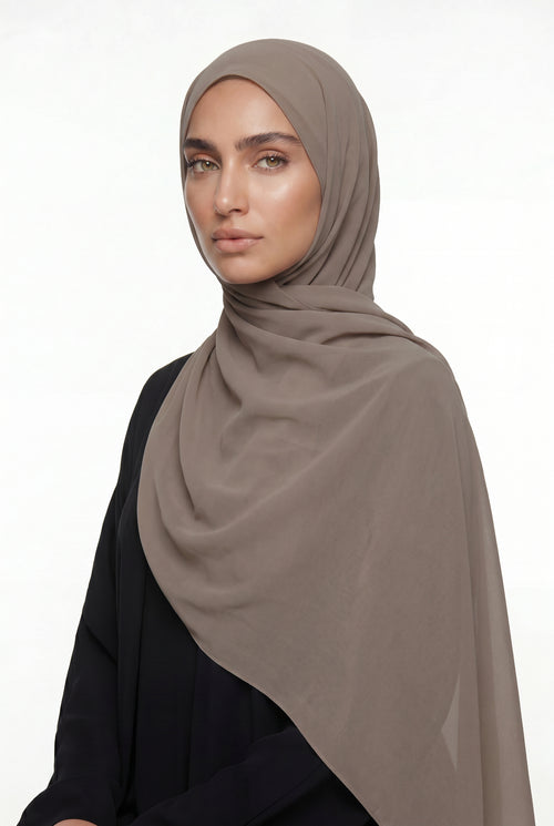 Fluid Stretch Chiffon Hijab Mushroom Col 54