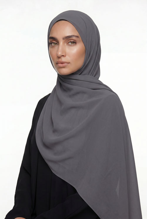 Fluid Stretch Chiffon Hijab Slate Grey Col 55
