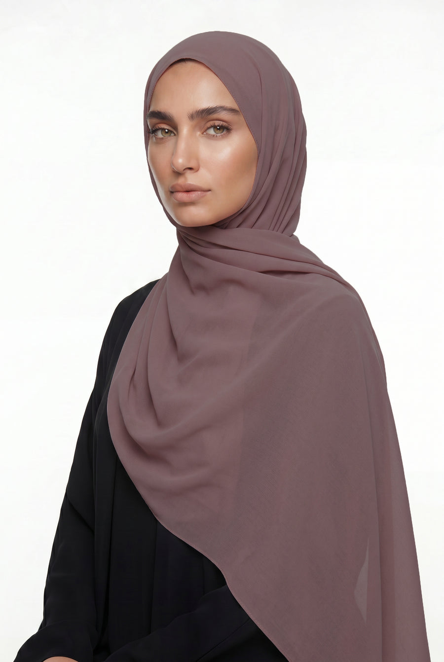 Fluid Stretch Chiffon Hijab Rose Taupe Col 64