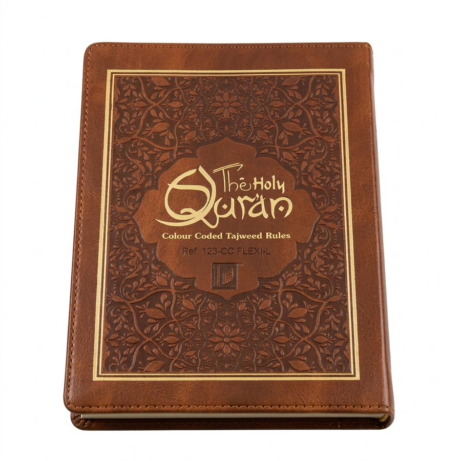 Flexi 15 Lined Colour Coded Tajweed Quran Brown 123CC - A5