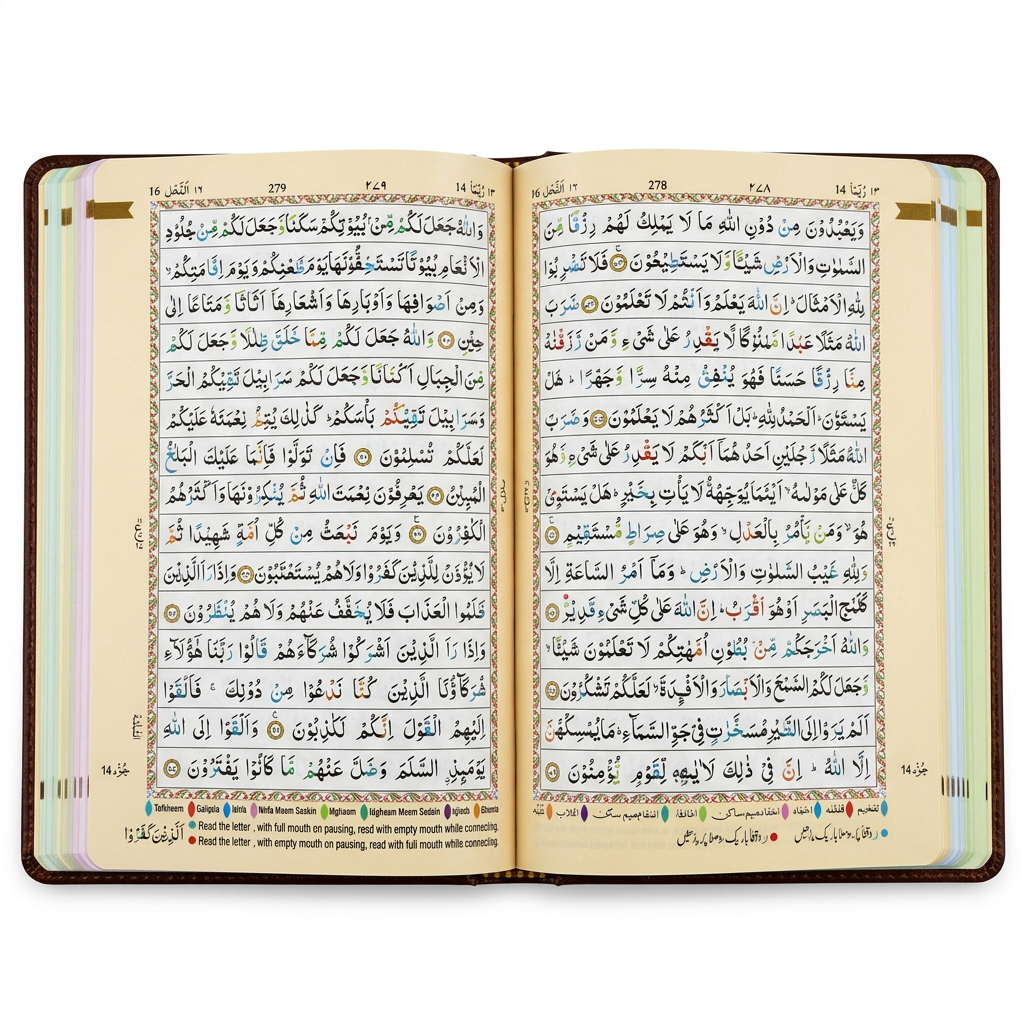 Flexi 15 Lined Colour Coded Tajweed Quran Green 123CC - A5