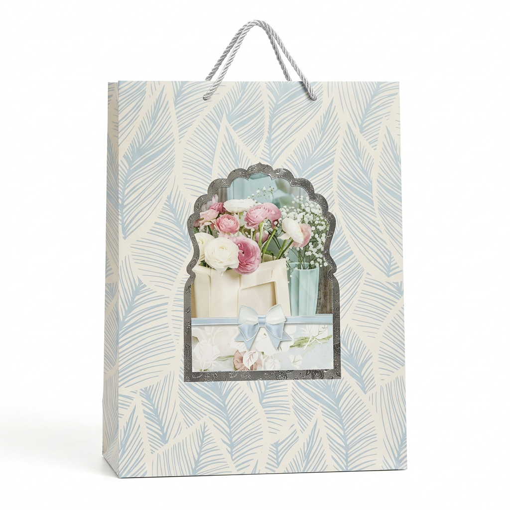 Floral Gift Bag Blue - Large
