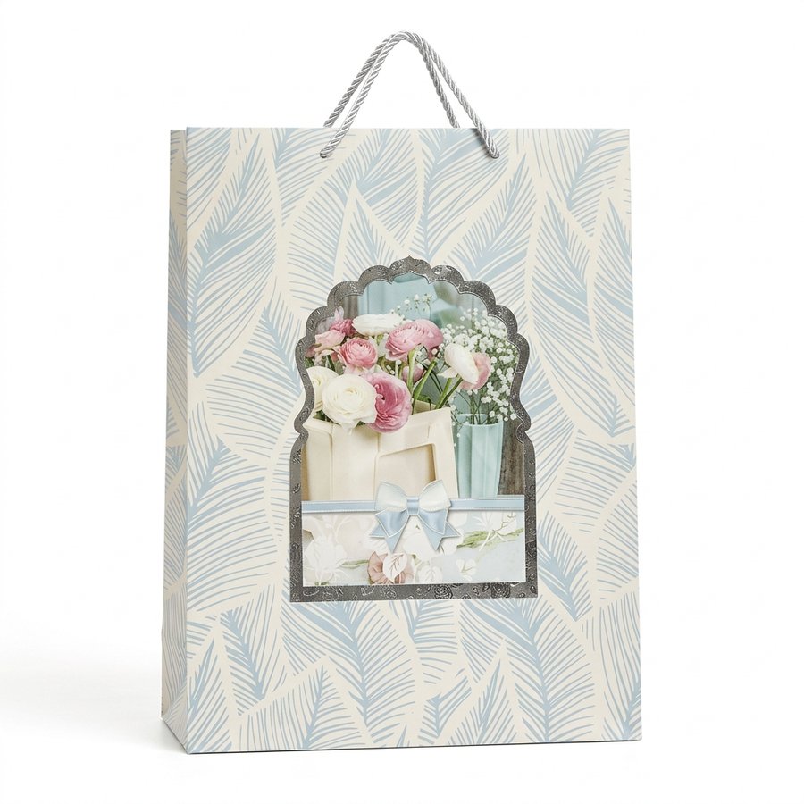 Floral Gift Bag Blue - Large