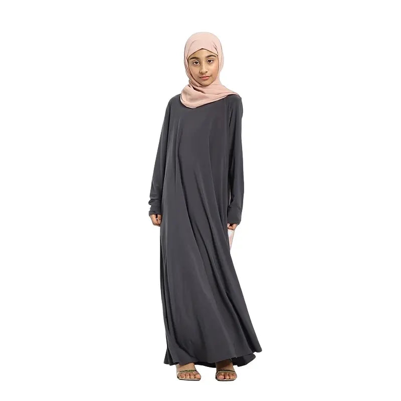 Girls Grey Jersey Abaya