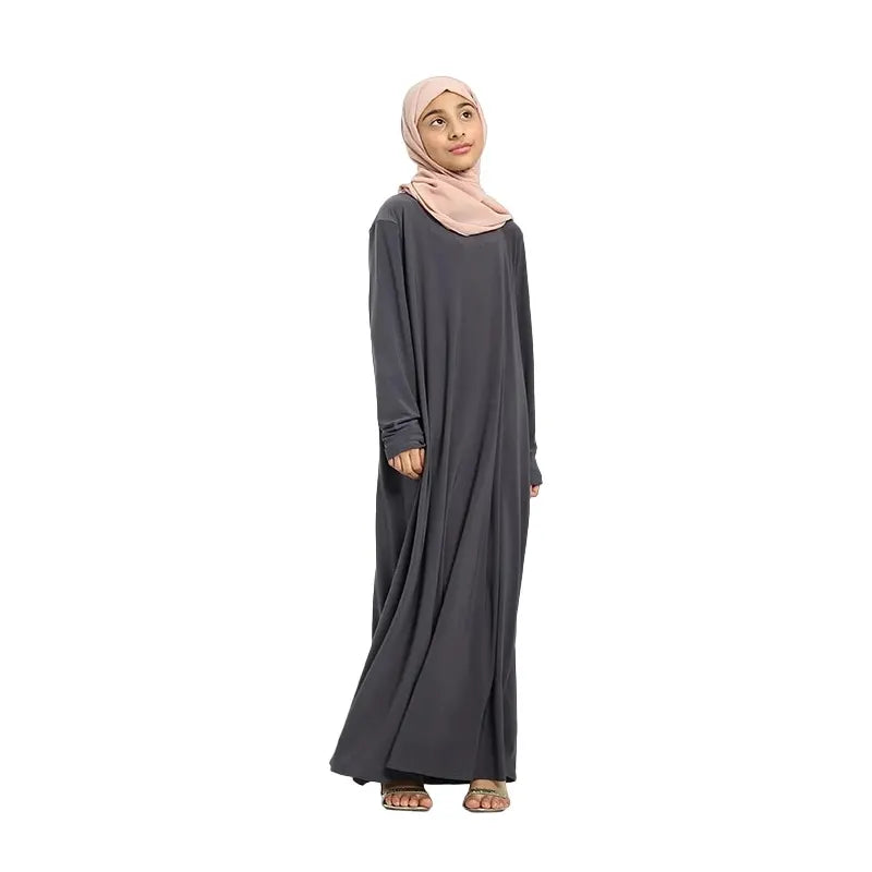 Girls Grey Jersey Abaya