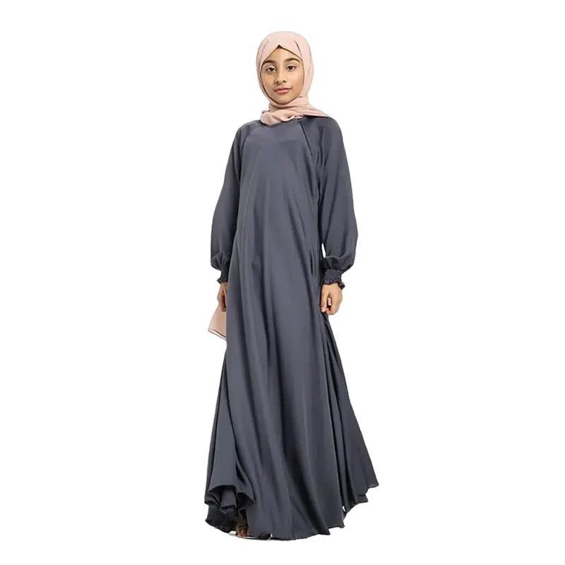 Girls Grey Umbrella Abaya