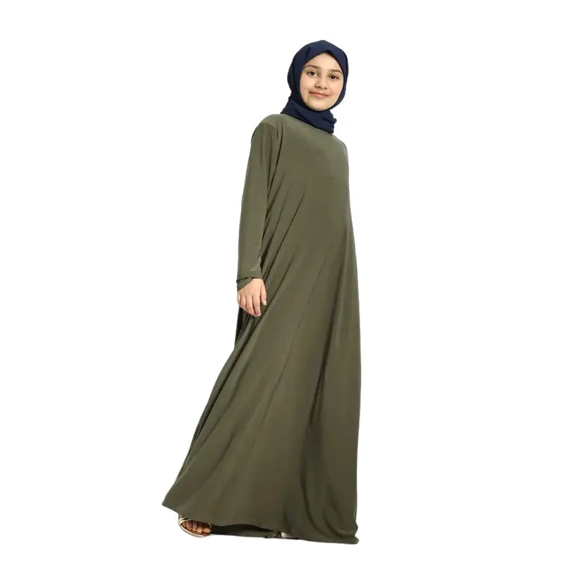 Girls Khaki Jersey Abaya