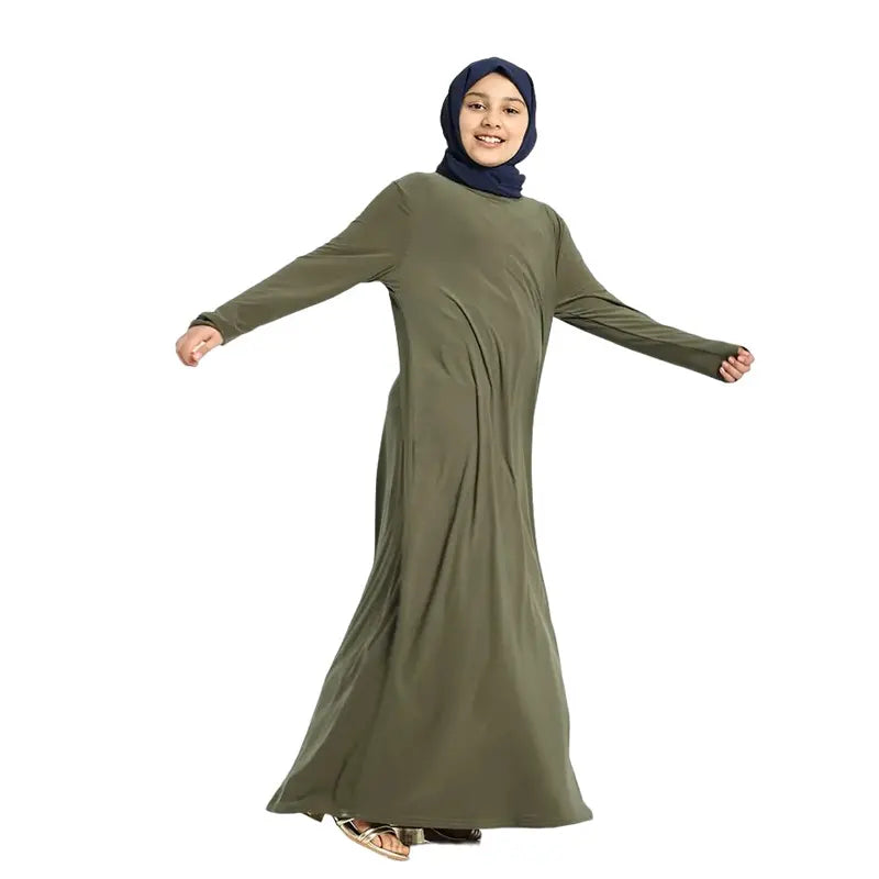 Girls Khaki Jersey Abaya