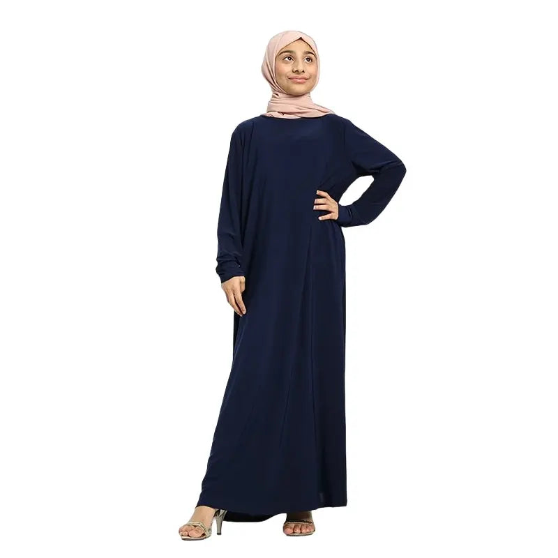 Girls Navy Jersey Abaya