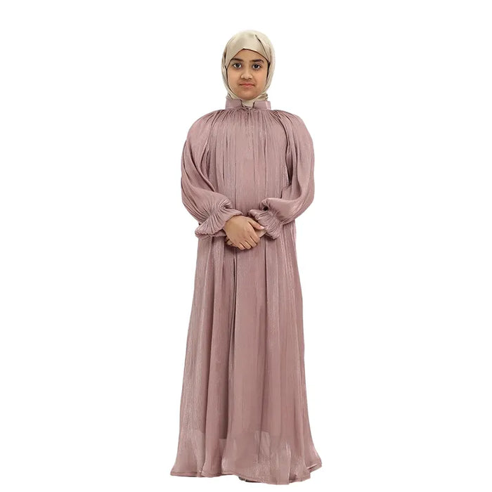 Girls Pink Organza Abaya 2025