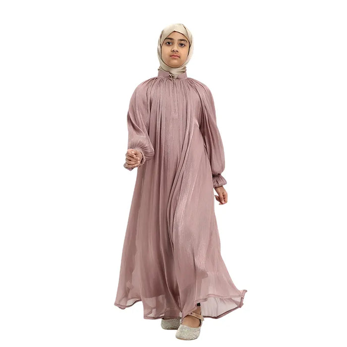 Girls Pink Organza Abaya 2025