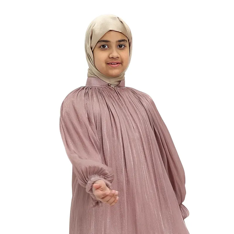 Girls Pink Organza Abaya 2025