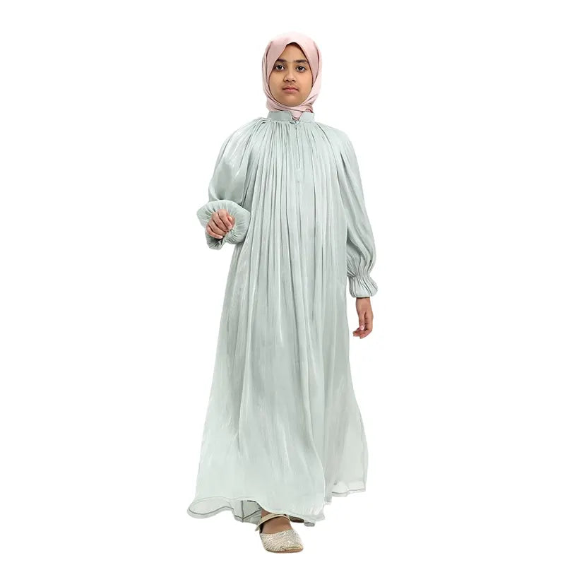 Girls Sage Organza Abaya 2025