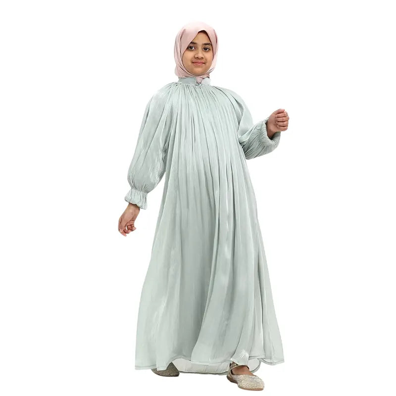 Girls Sage Organza Abaya 2025