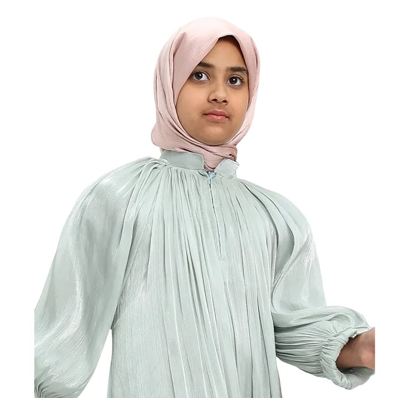 Girls Sage Organza Abaya 2025