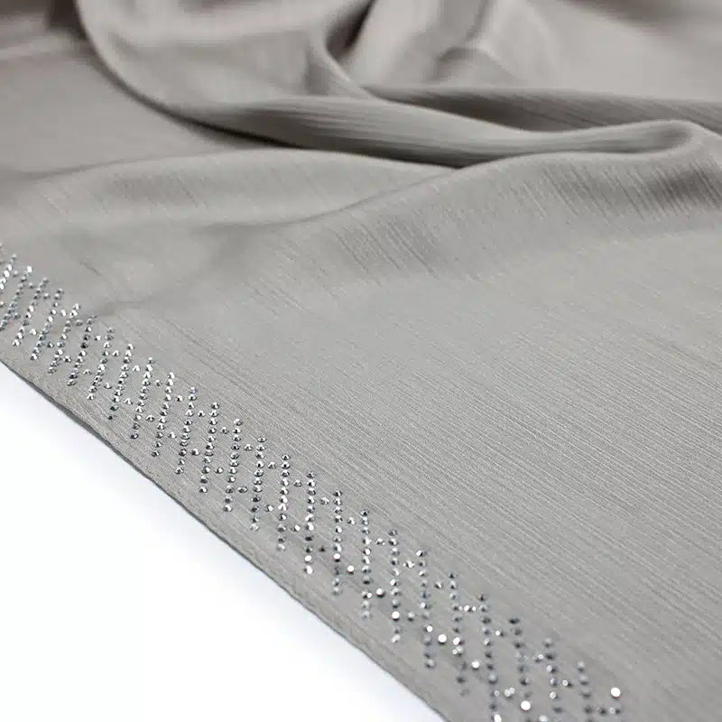 Silk Crinkle Grey Beaded Hijab