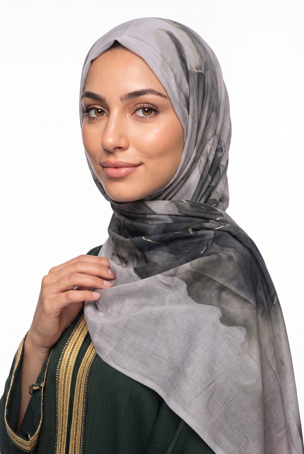 Watercolour Modal Hijab Grey & Charcoal