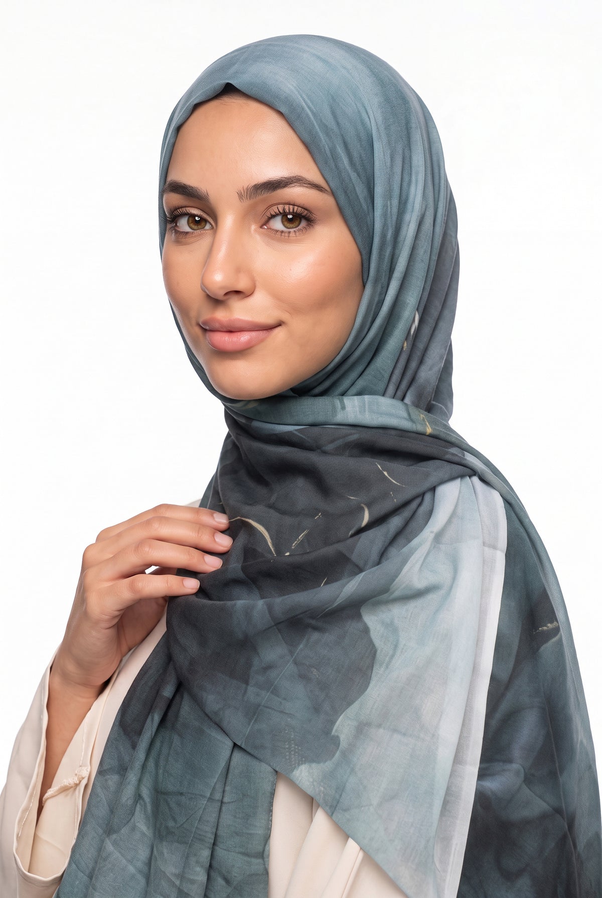 Watercolour Modal Hijab Teal & Slate