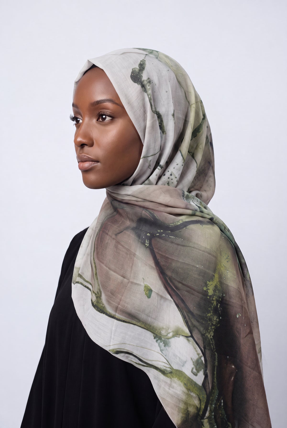 Watercolour Modal Hijab Sage & Taupe