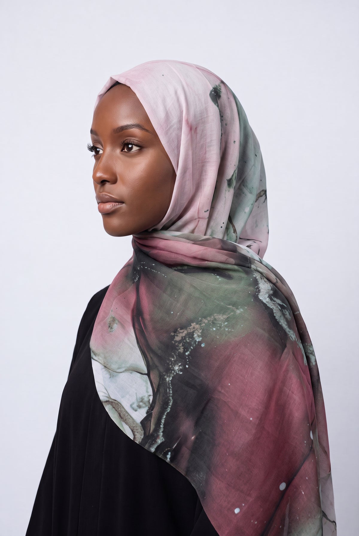 Watercolour Modal Hijab Blush & Teal
