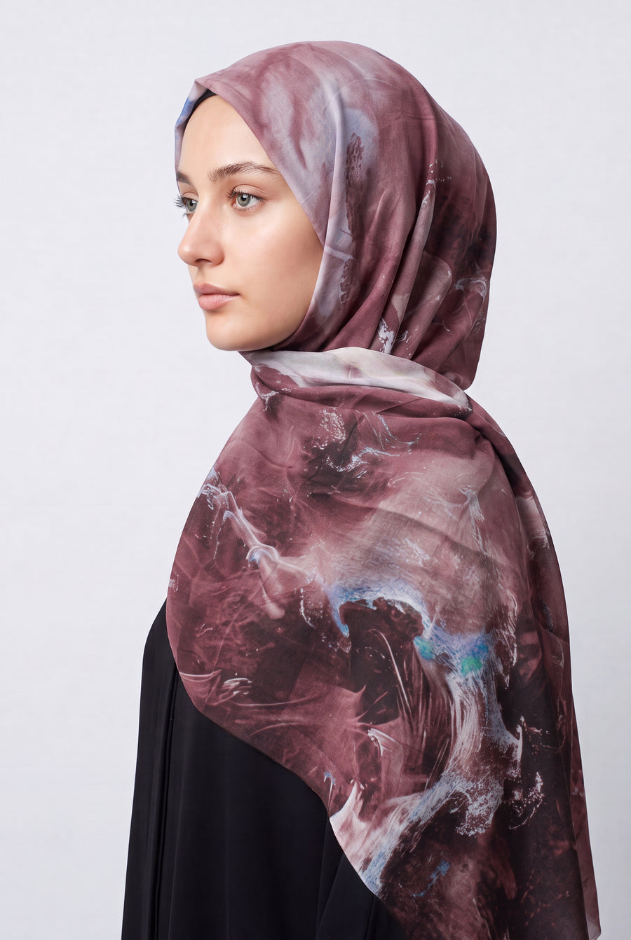 Watercolour Modal Hijab Mauve & Dusty Blue