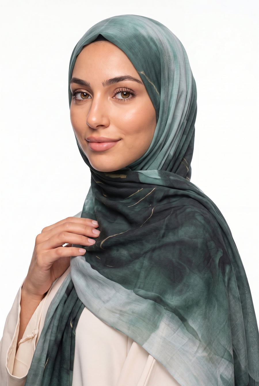 Watercolour Modal Hijab Teal & Emerald