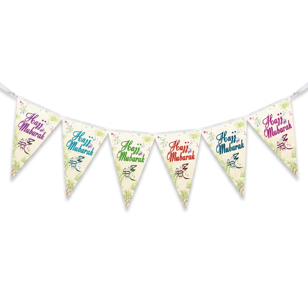 Hajj Mubarak Bunting Colourful 8 pack