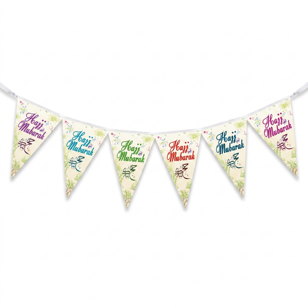 Hajj Mubarak Bunting Colourful 8 pack
