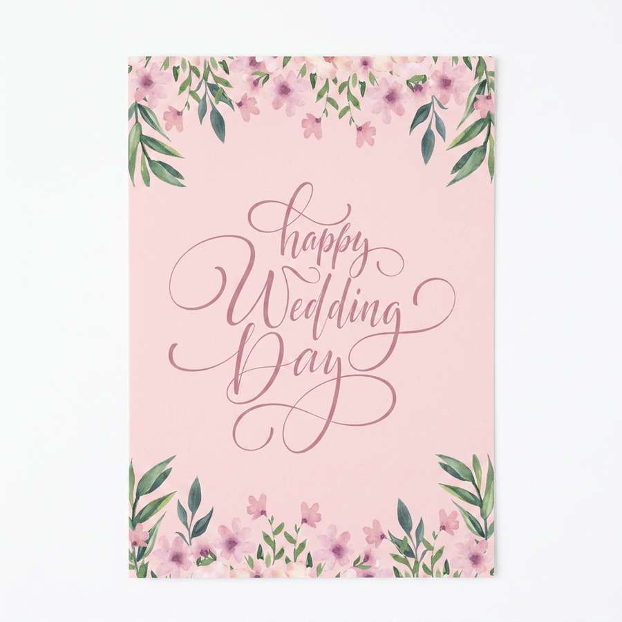 Happy Wedding Day Flowers Card