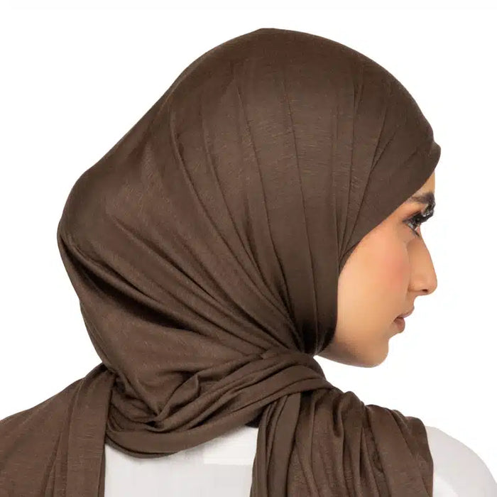 Elegant Jersey Hijab Olive Brown