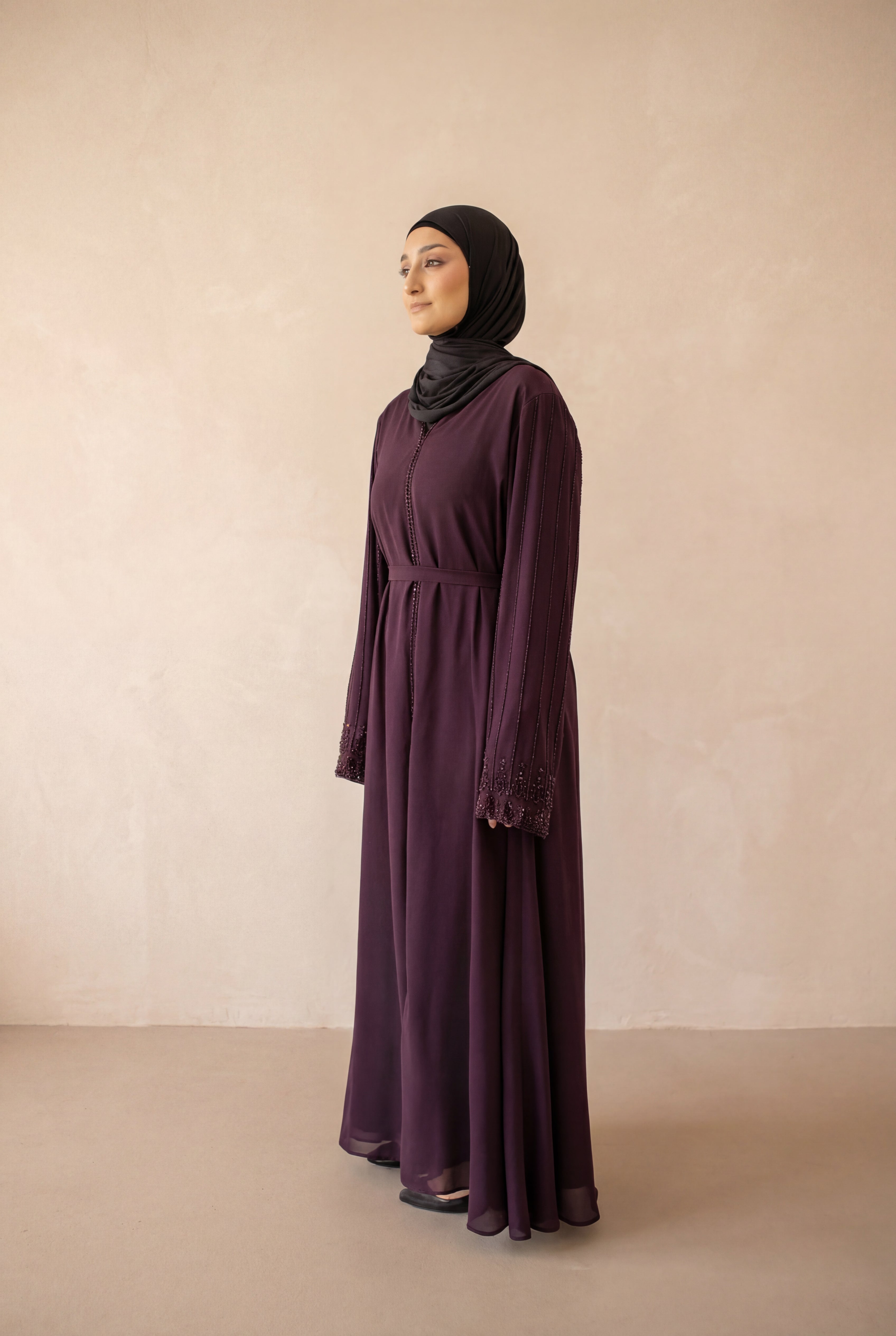 Royal Pearl Chiffon Kimono 6095 Plum