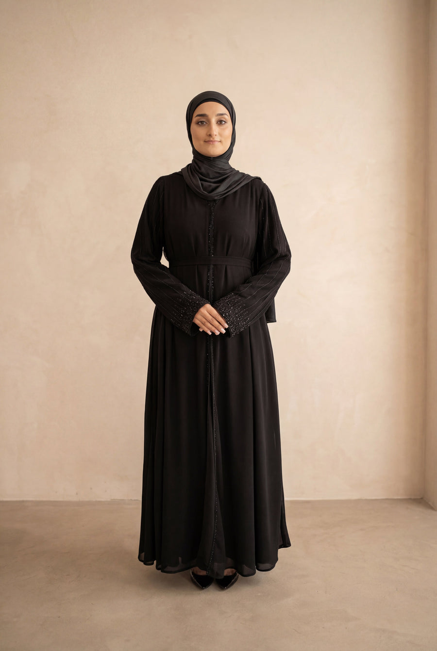 Royal Pearl Chiffon Kimono 6095 Black