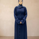 Satin Scattered Beaded Kimono 6076 Navy