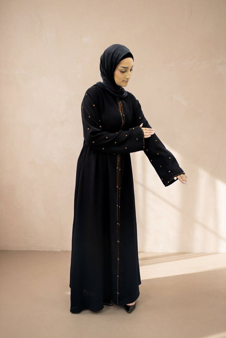 Satin Scattered Beaded Kimono 6076 Kimono