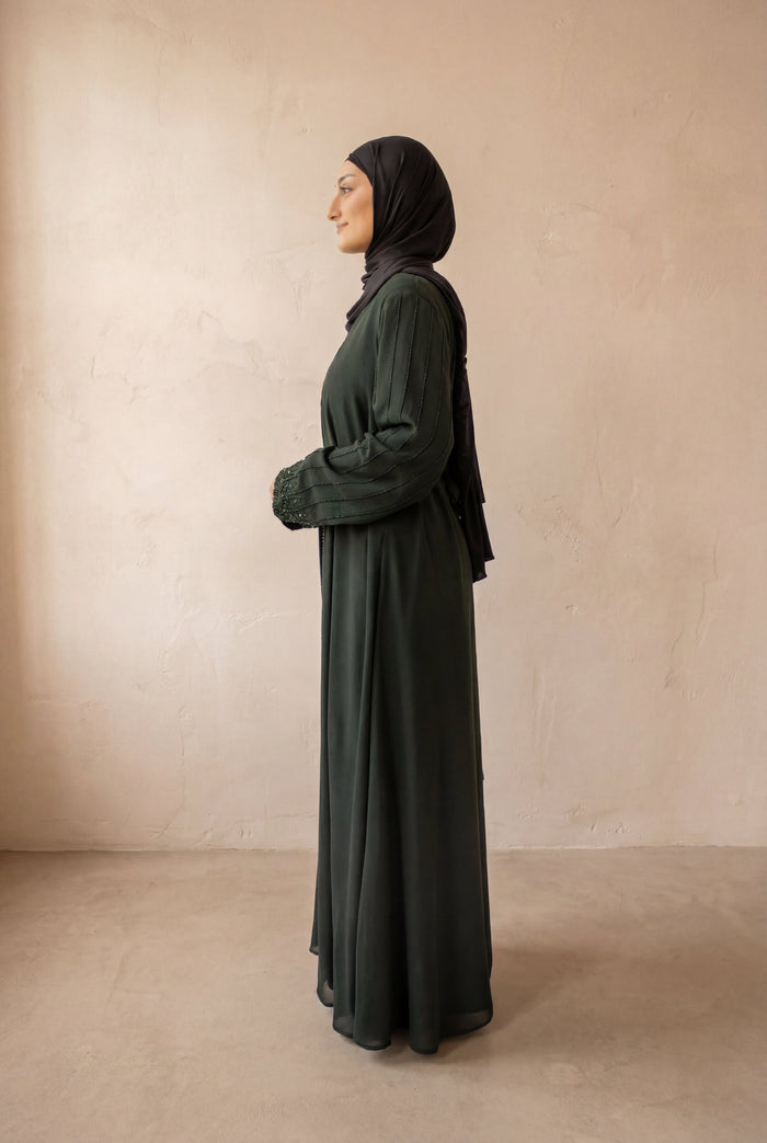 Royal Pearl Chiffon Kimono 6095 Bottle Green