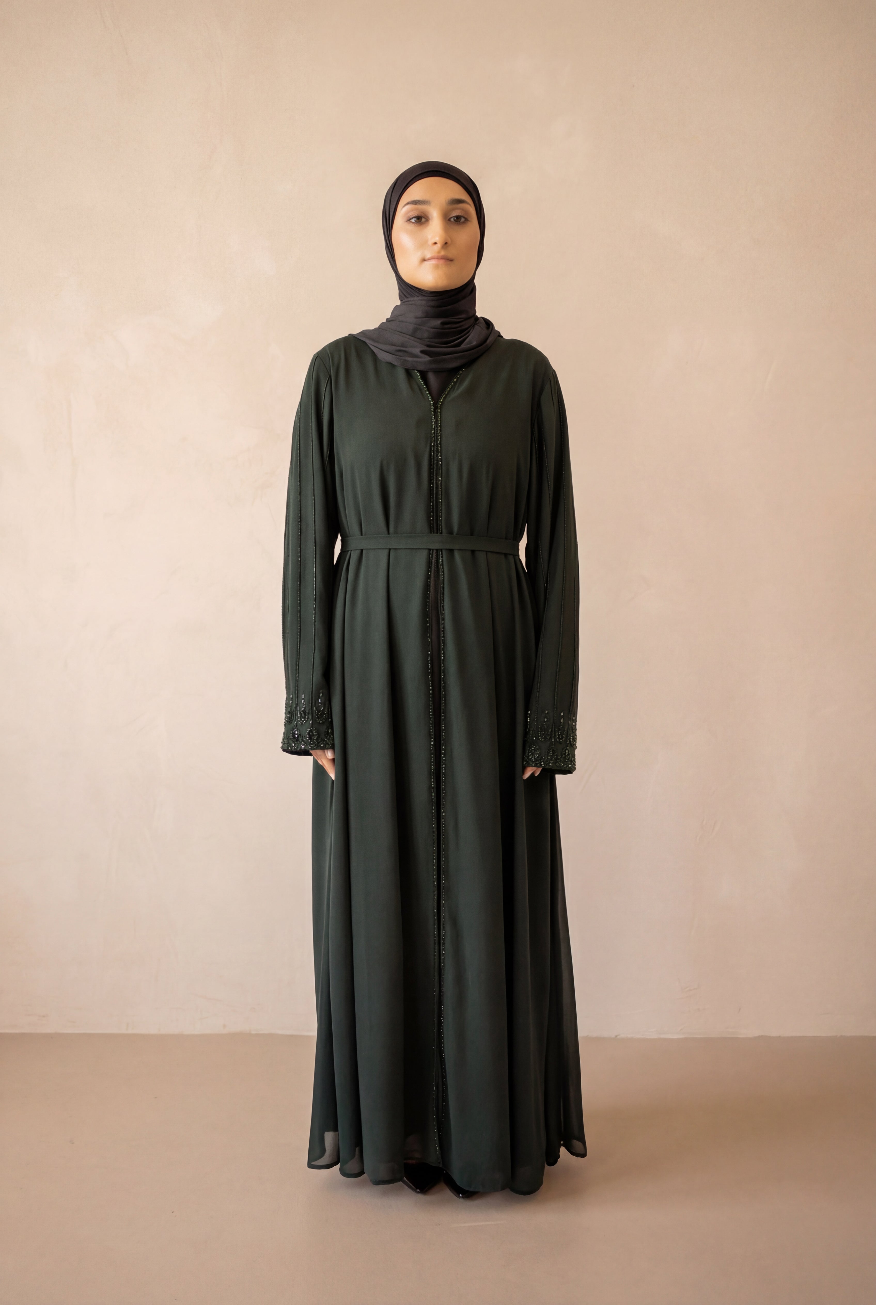 Royal Pearl Chiffon Kimono 6095 Bottle Green