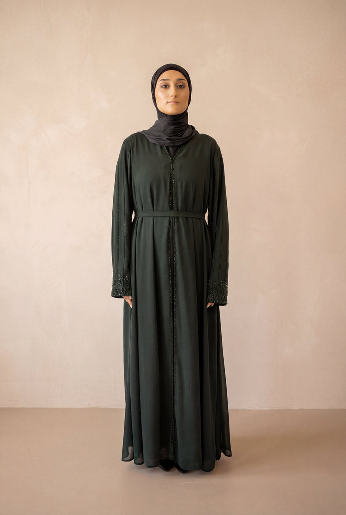 Royal Pearl Chiffon Kimono 6095 Bottle Green