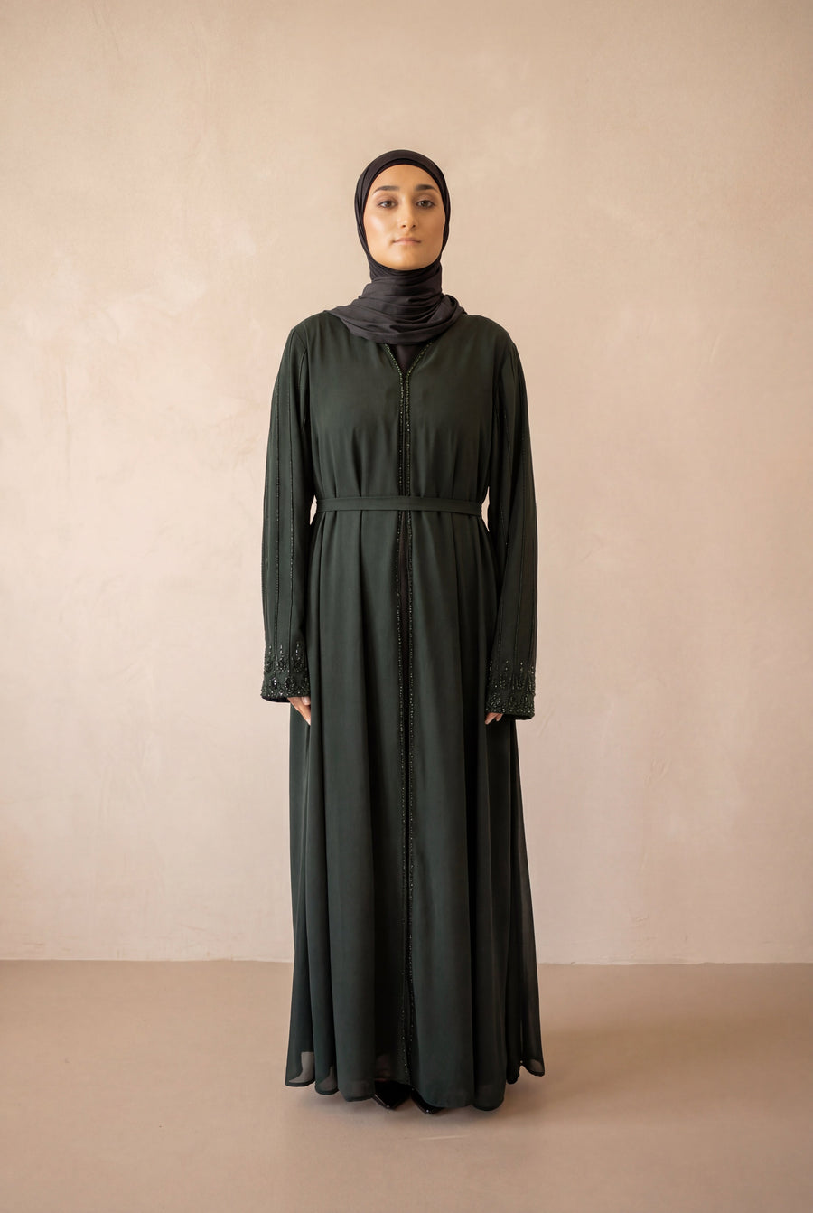 Royal Pearl Chiffon Kimono 6095 Bottle Green