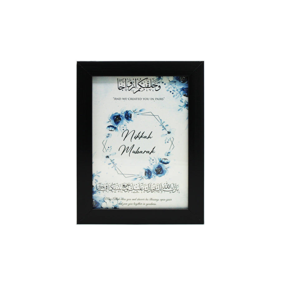Nikah Mubarak Blue Rose Frame
