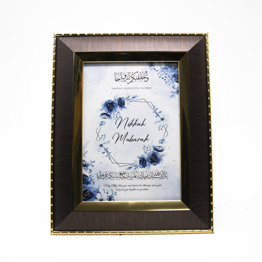 Nikah Mubarak Blue Rose Gift Frame