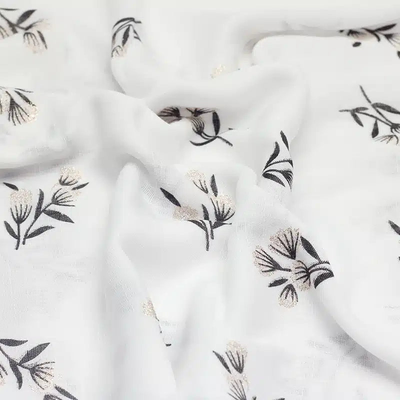 Shimmer Printed Cotton Off White Hijab