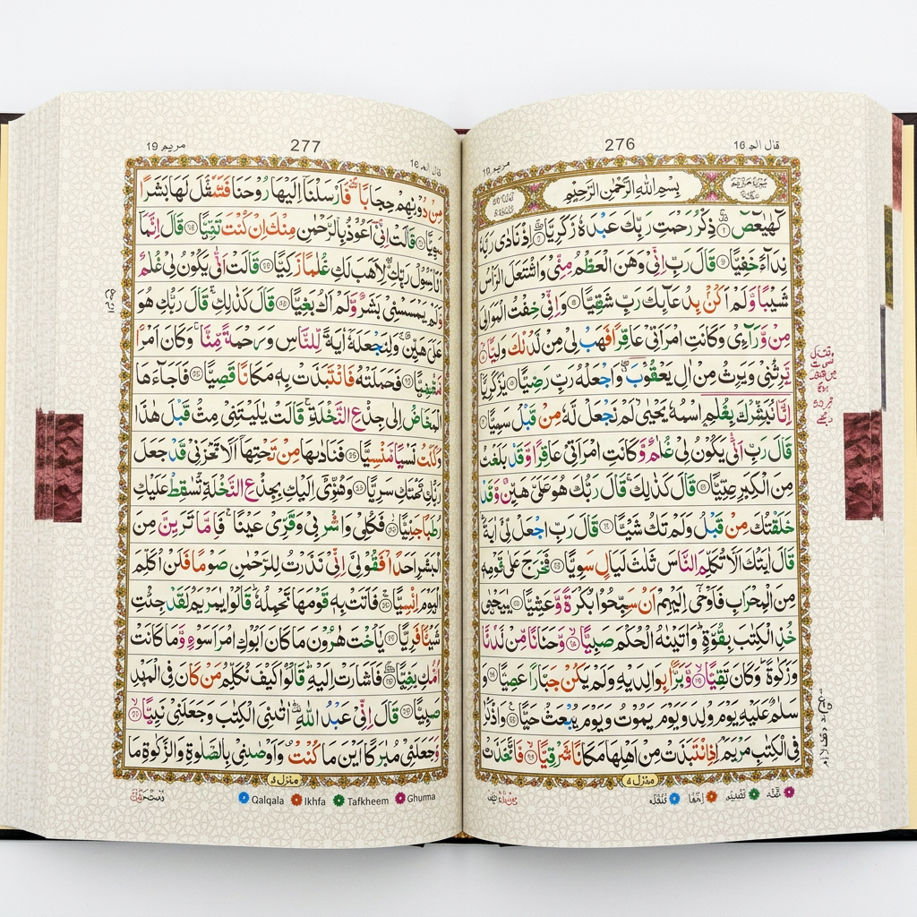 Indo Pak Colour Coded Tajweed Quran 164 - Grey & Red