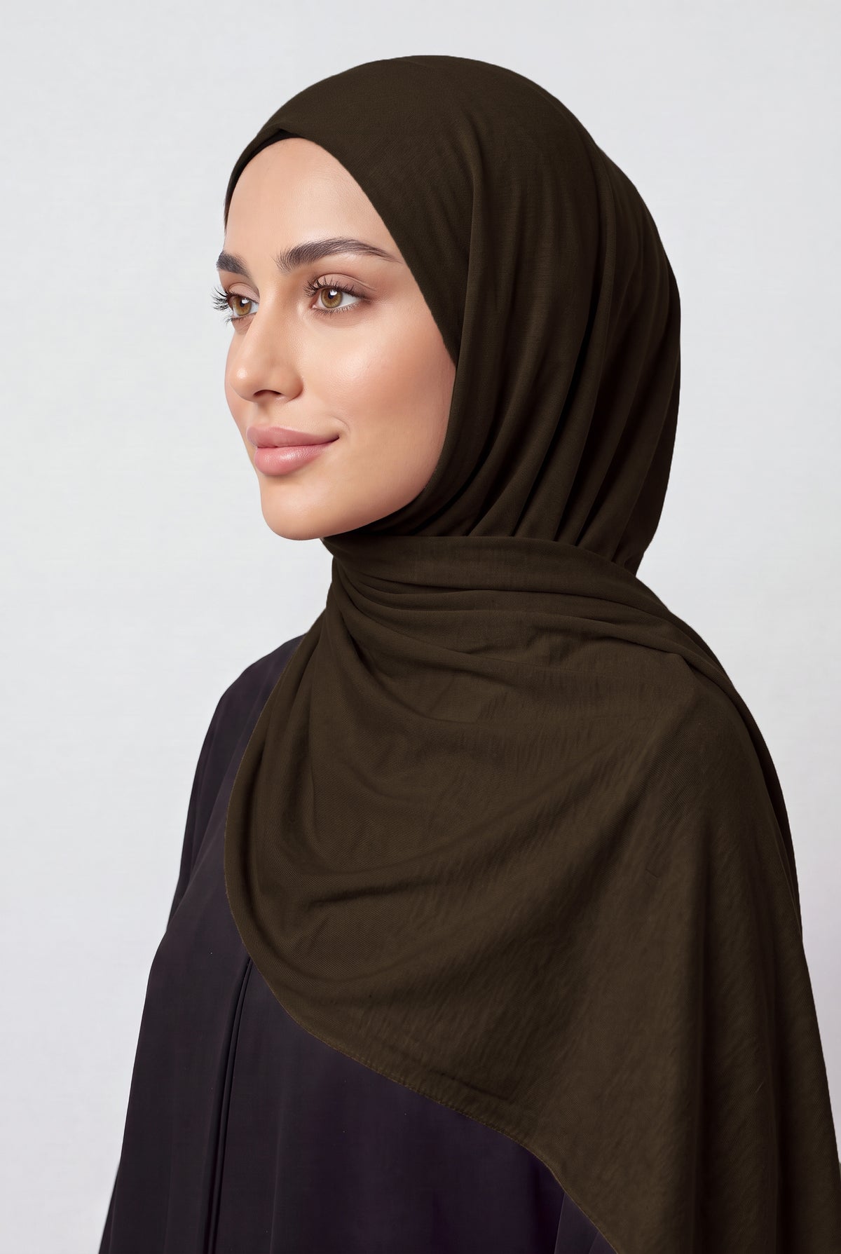 Elegant Jersey Hijab Chocolate Brown Col 110