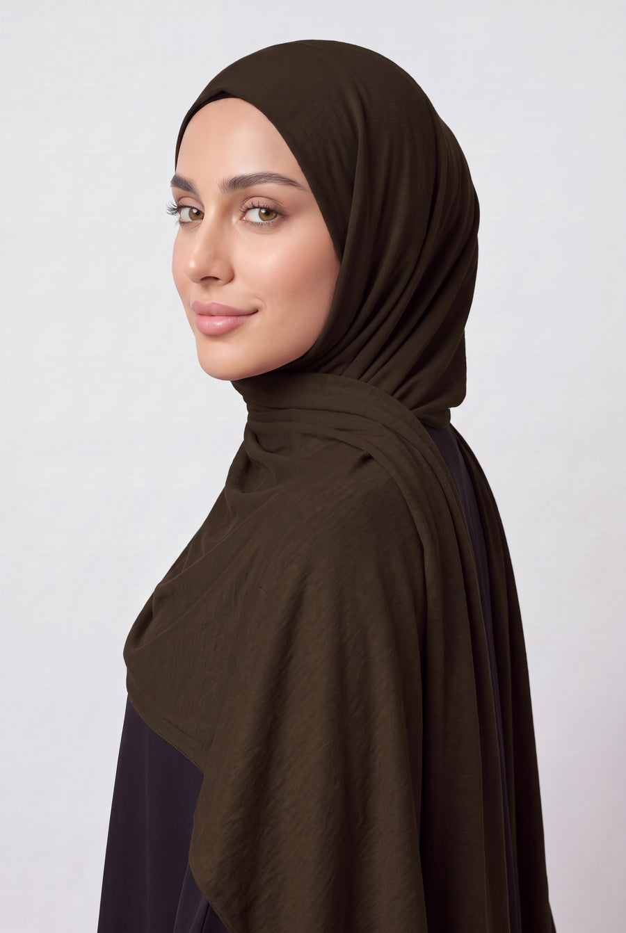 Elegant Jersey Hijab Chocolate Brown Col 110