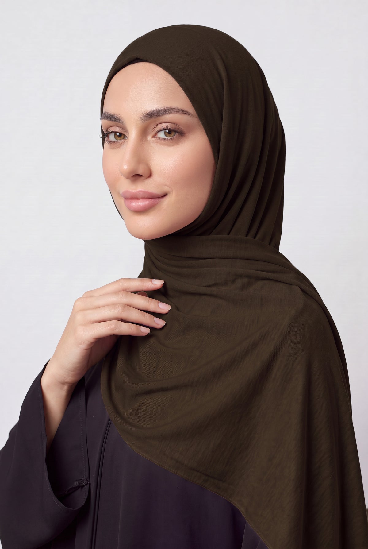 Elegant Jersey Hijab Chocolate Brown Col 110