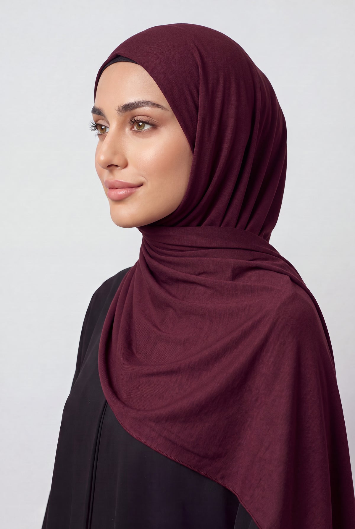 Elegant Jersey Hijab Burgundy Col 123