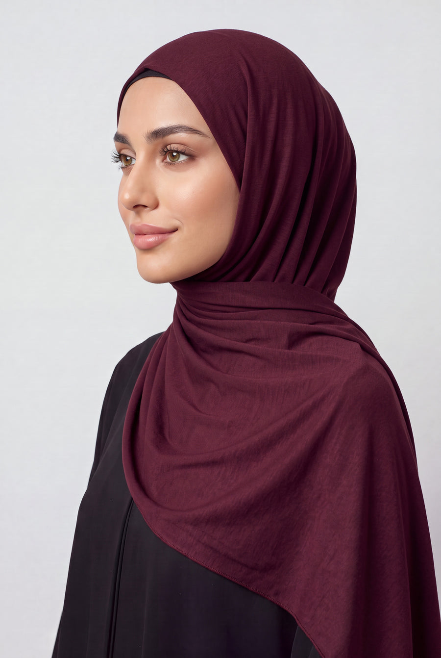 Elegant Jersey Hijab Burgundy Col 123