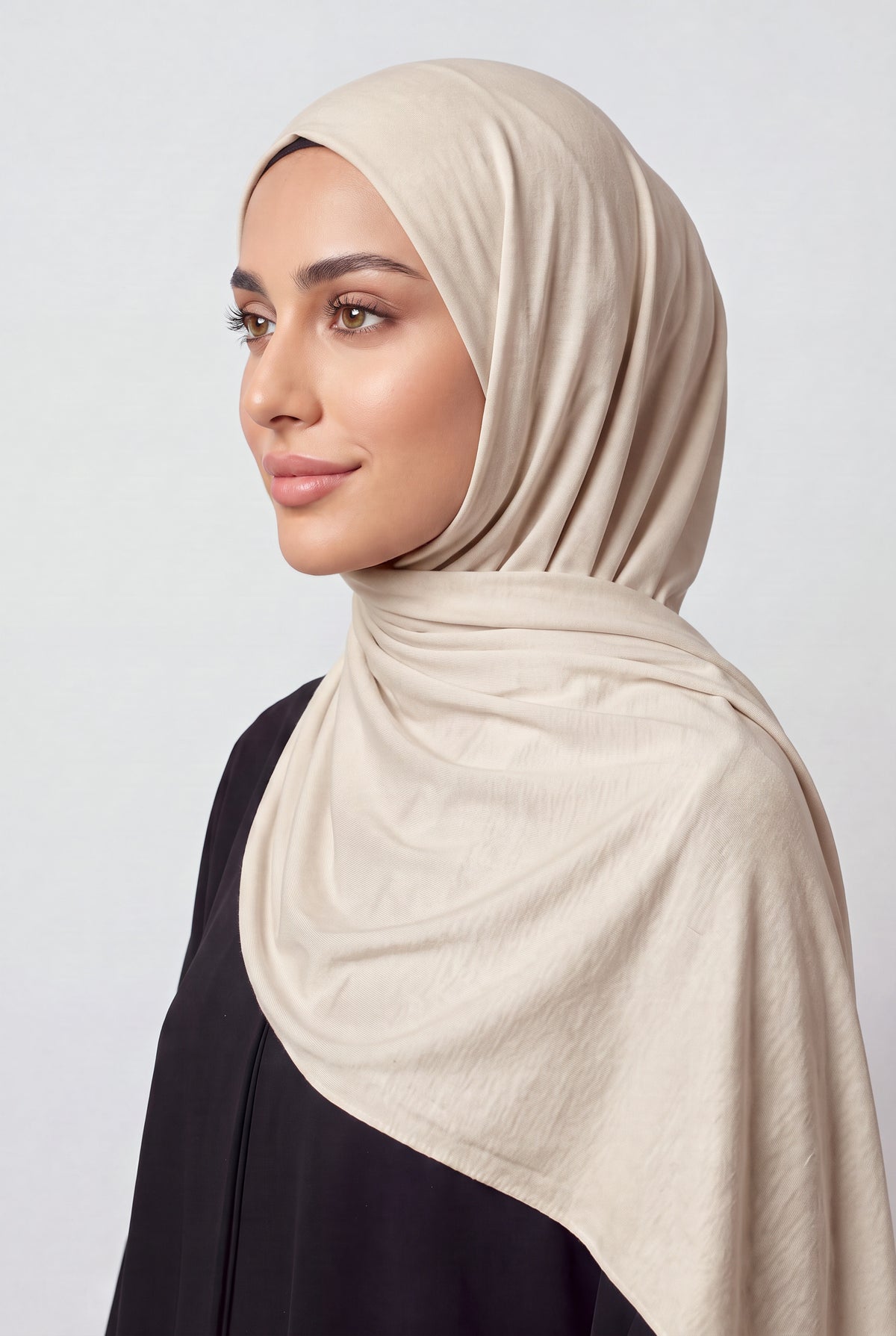 Elegant Jersey Hijab Cream Col 131