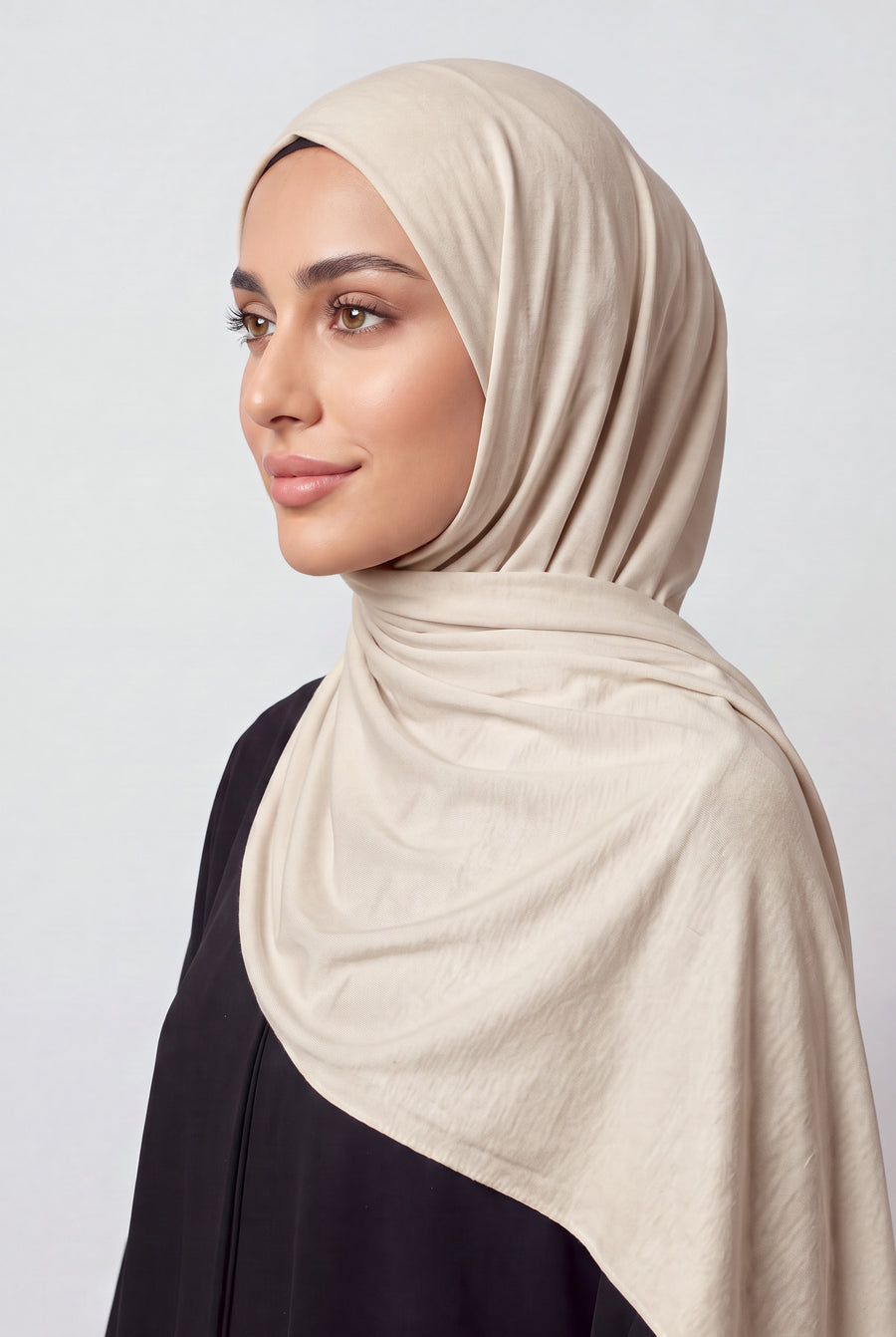 Elegant Jersey Hijab Cream Col 131