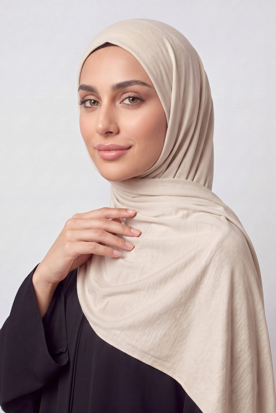 Elegant Jersey Hijab Cream Col 131